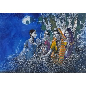 Baber Azeemi, 24 x 36 Inch, Oil on Paper, Figurative Painting, AC-BAZ-005